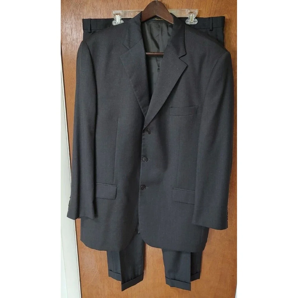 PRINCIPE 2-pc suit Guabello virgin wool dark grey Italy 46L, 40x31 pants
